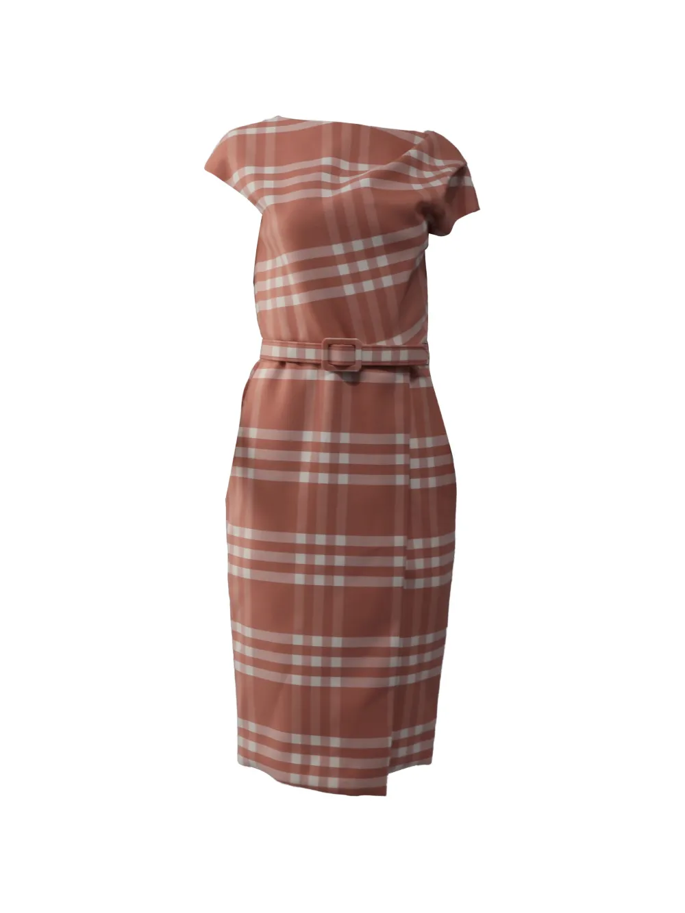 Pre-owned Oscar De La Renta Belt-detail Midi Dress In Pink