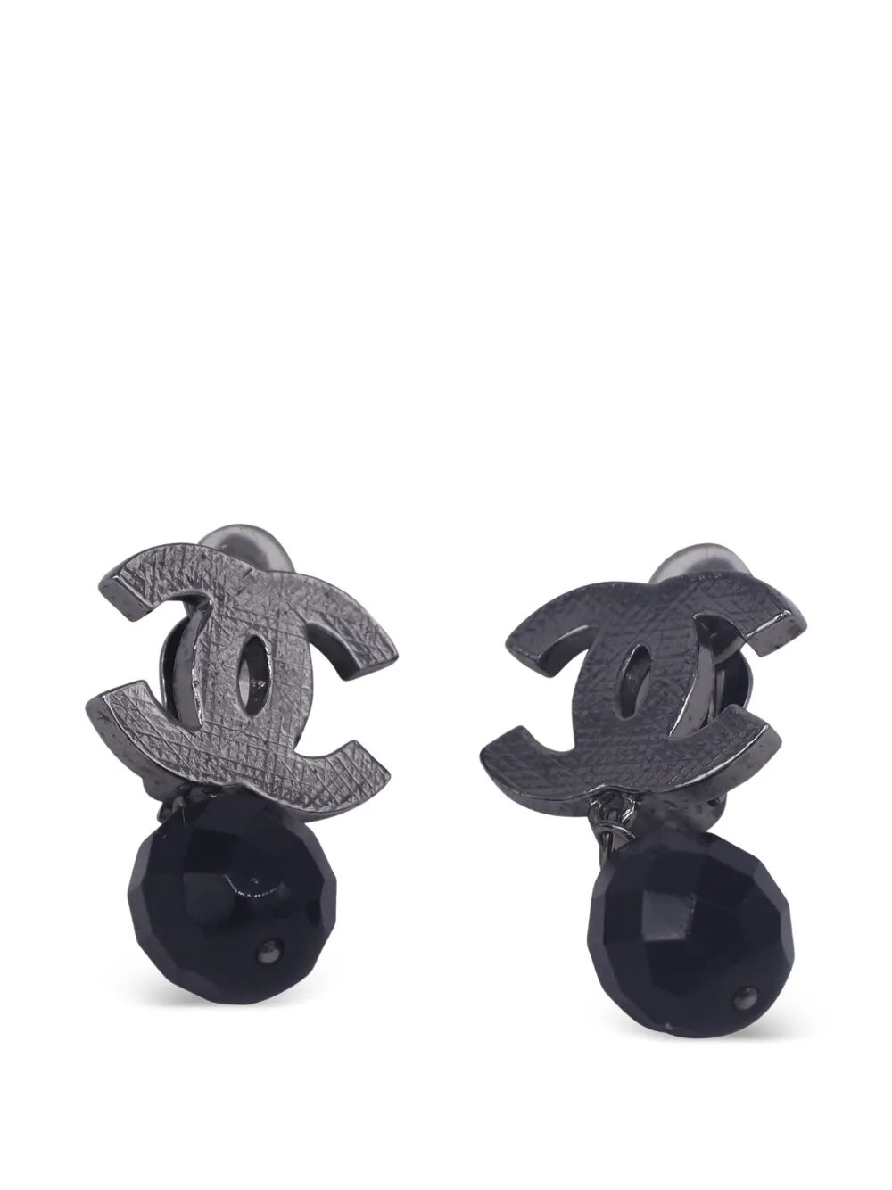 CHANEL Pre-Owned logo clip-on earrings - Grigio
