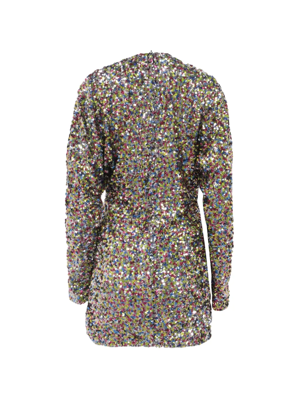 The Attico sequined V-neck long-sleeves mini dress - Blauw
