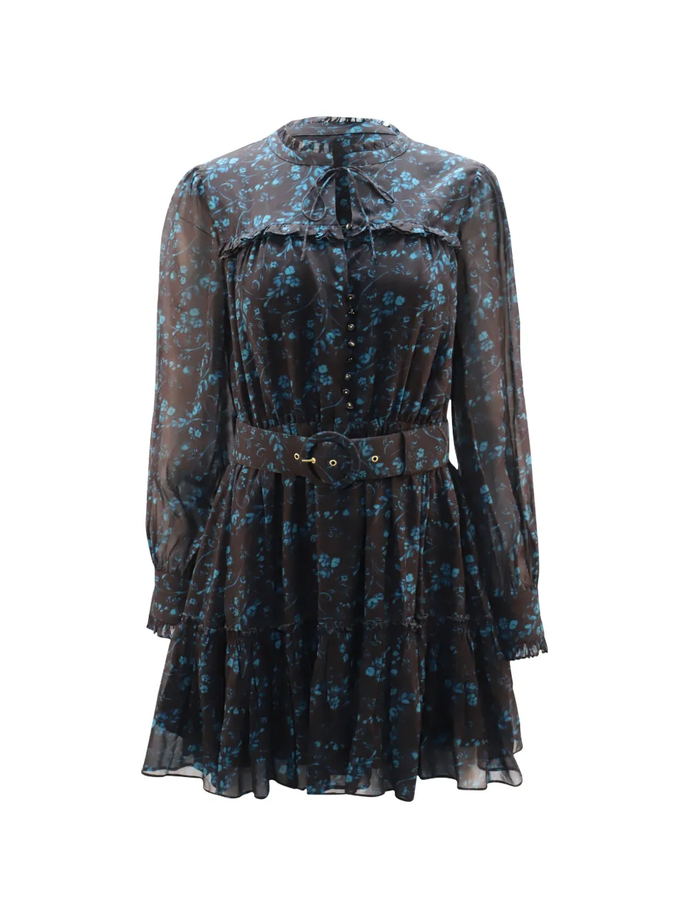 Nicholas floral-print belted dress - Nero