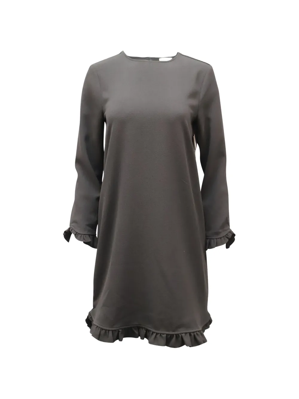 GANNI ruffled-trim mini dress - Nero