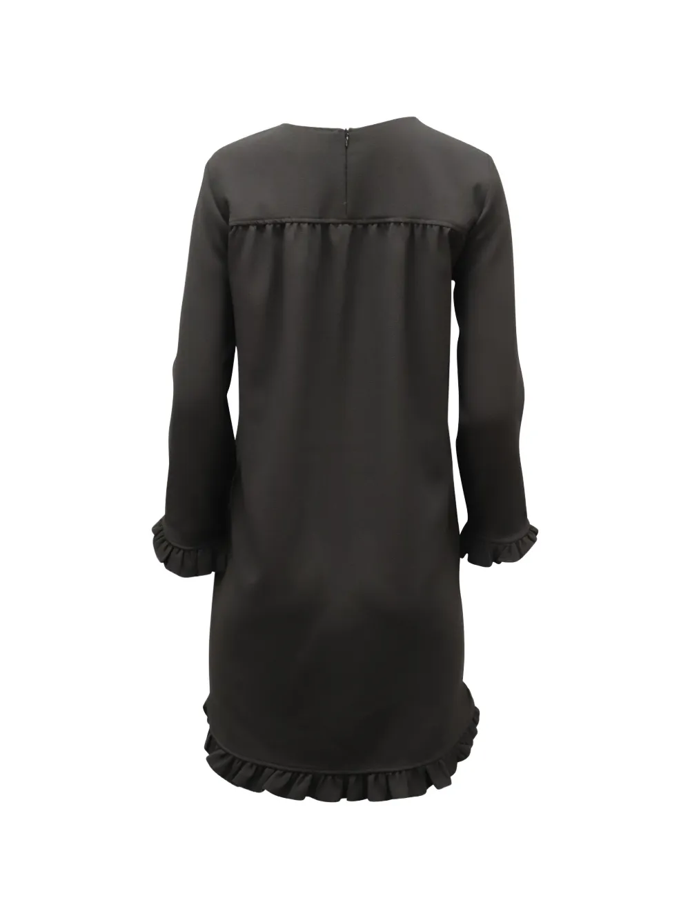 GANNI ruffled-trim mini dress - Zwart