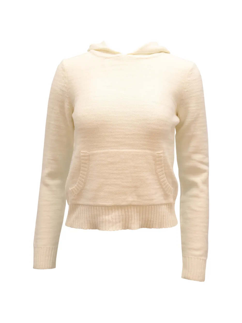Pre-owned Alice And Olivia Knitted Ribbed Hoodie In Neutral