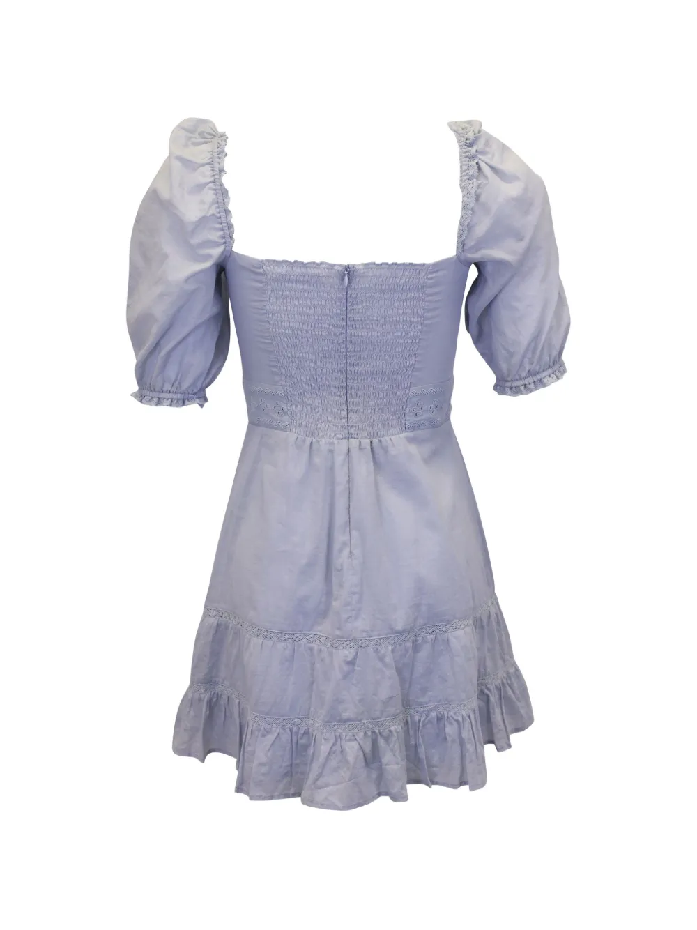 Reformation Paxton smocked mini dress - Blauw