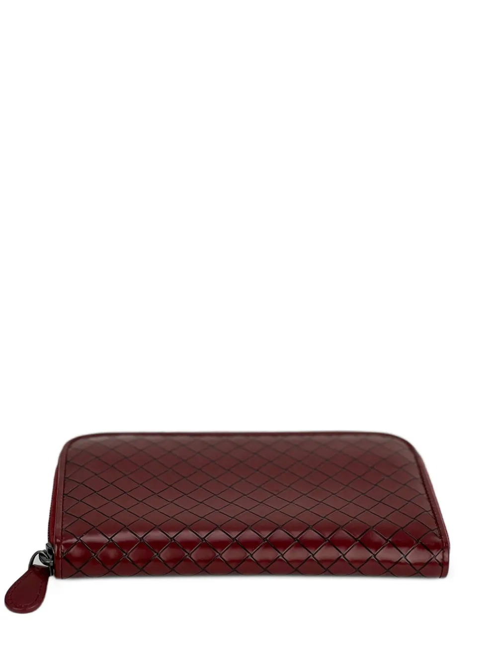Bottega Veneta Pre-Owned intrecciato zip around leather wallet clutch - Rosso