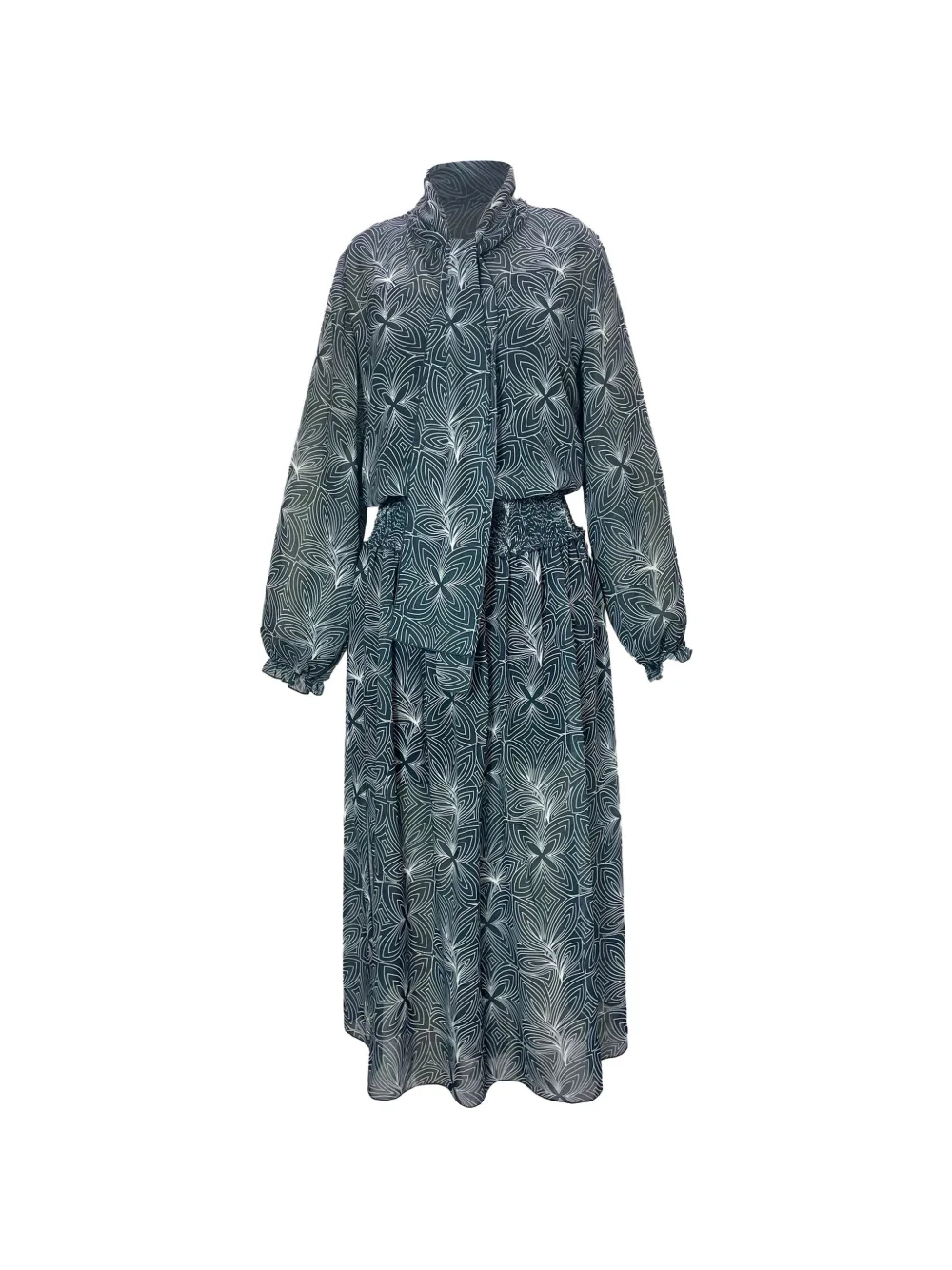 Chloé Vintage tie-neck printed midi dress - Blu