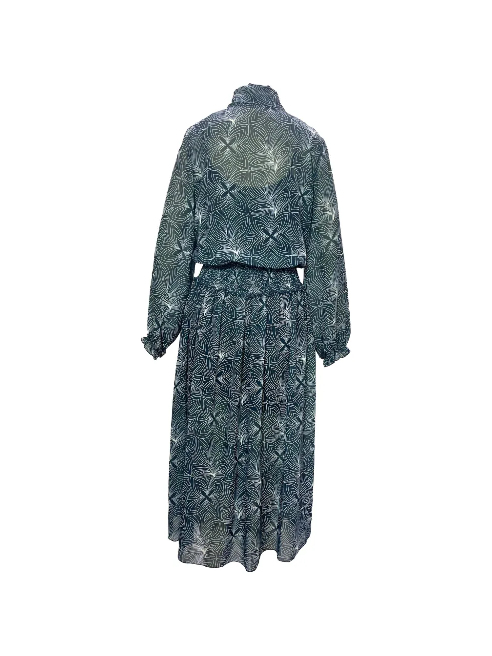 Chlo&eacute; Vintage tie-neck printed midi dress - Blauw