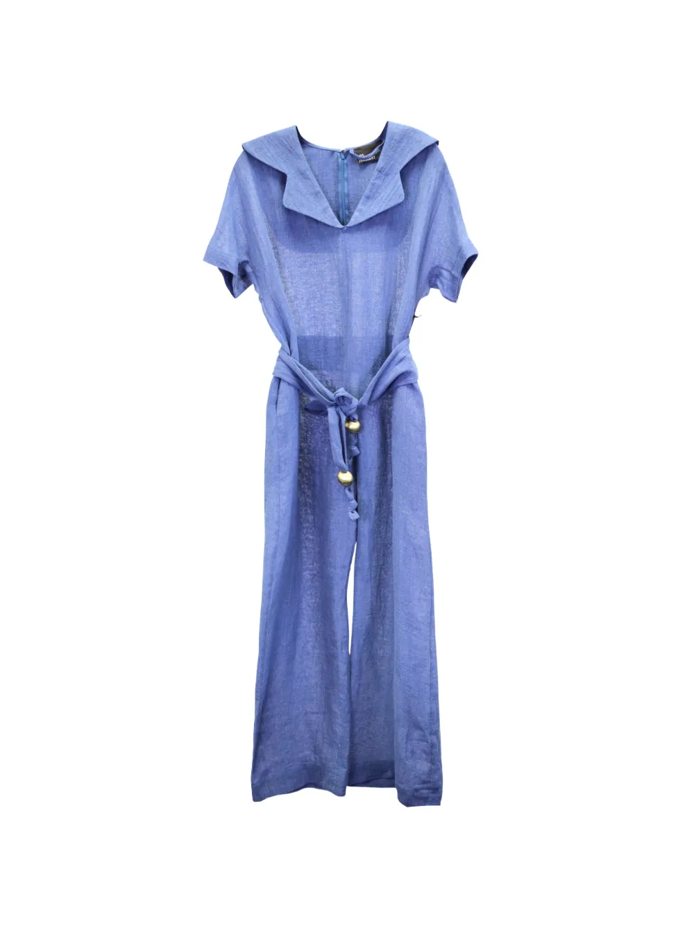 Lisa Marie Fernandez combinaison en lin à taille ceinturée - Bleu