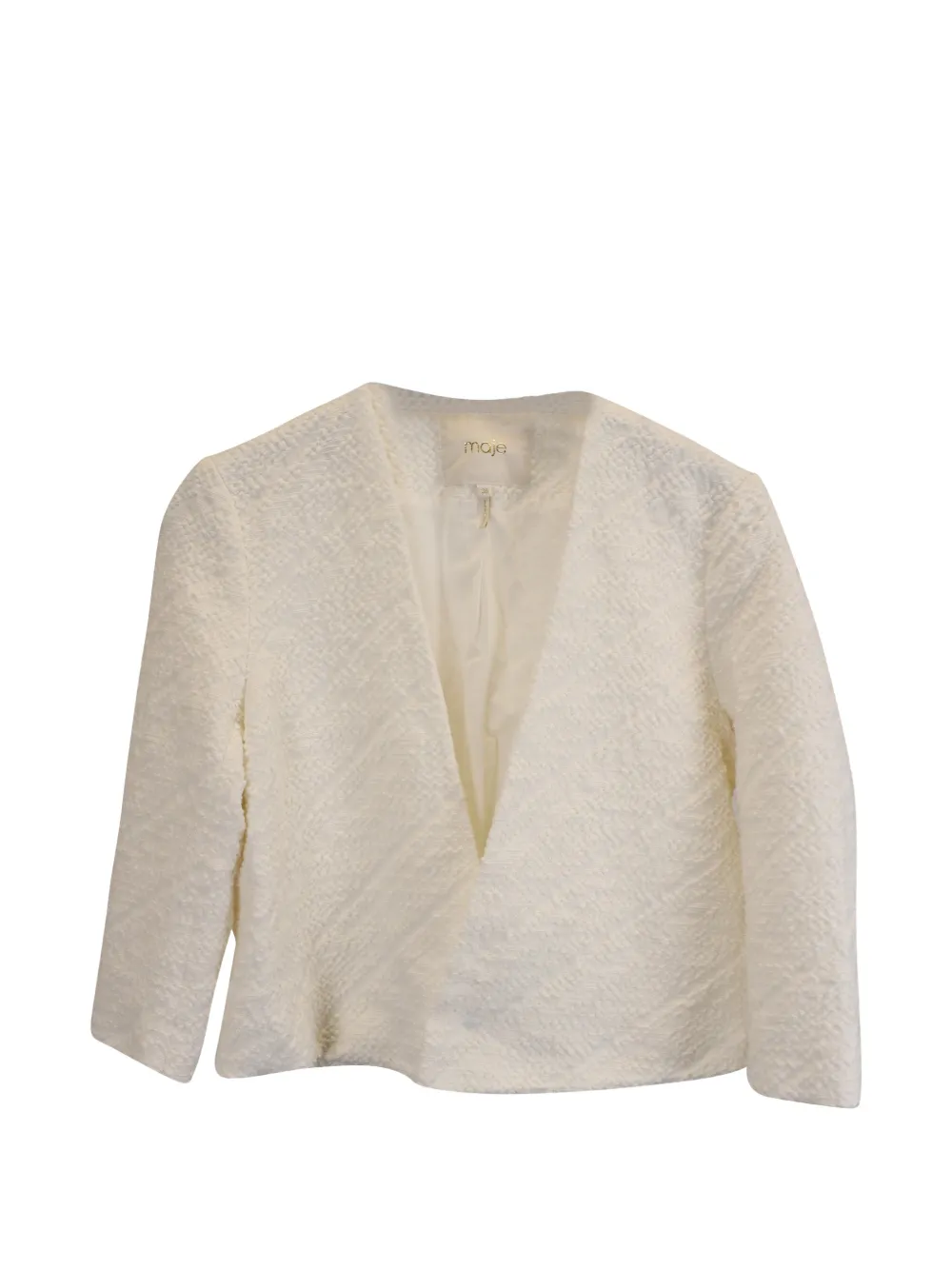 Pre-owned Maje Textured Cropped Jacket In Neutral