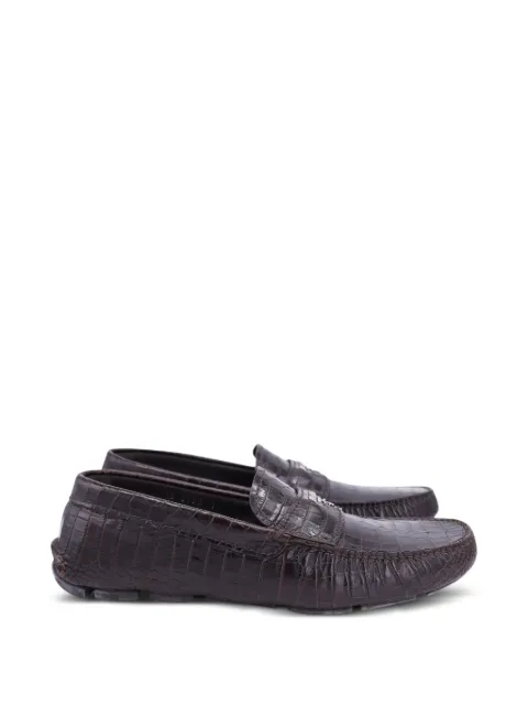 Prada Pre-Owned crocodile-embossed leather loafers