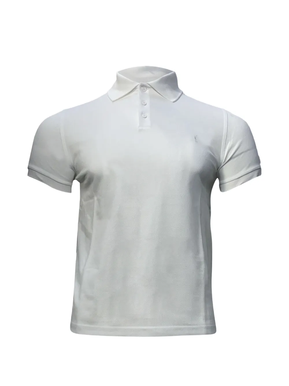 Saint Laurent Pre-Owned embroidered-logo cotton polo shirt - Bianco