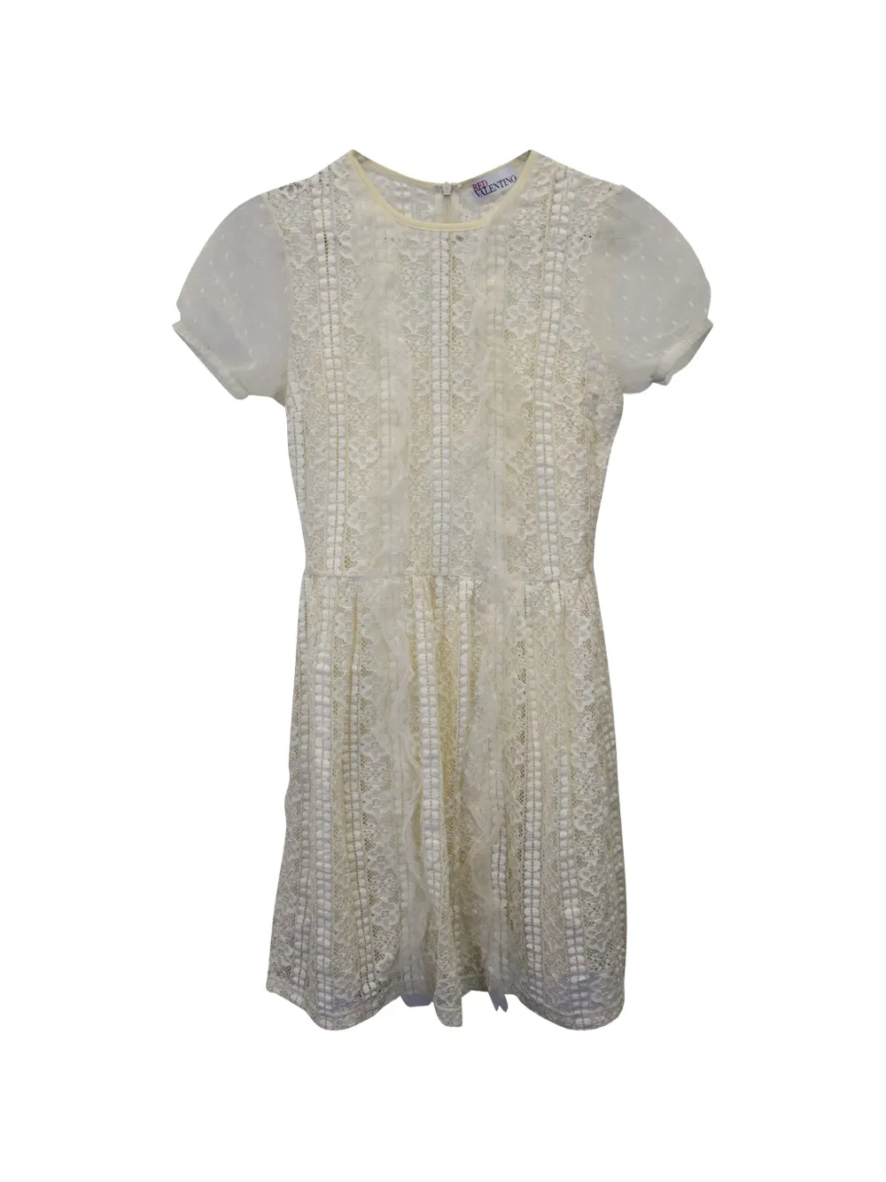 Red Valentino Vintage puffed-sleeve lace dress - Toni neutri