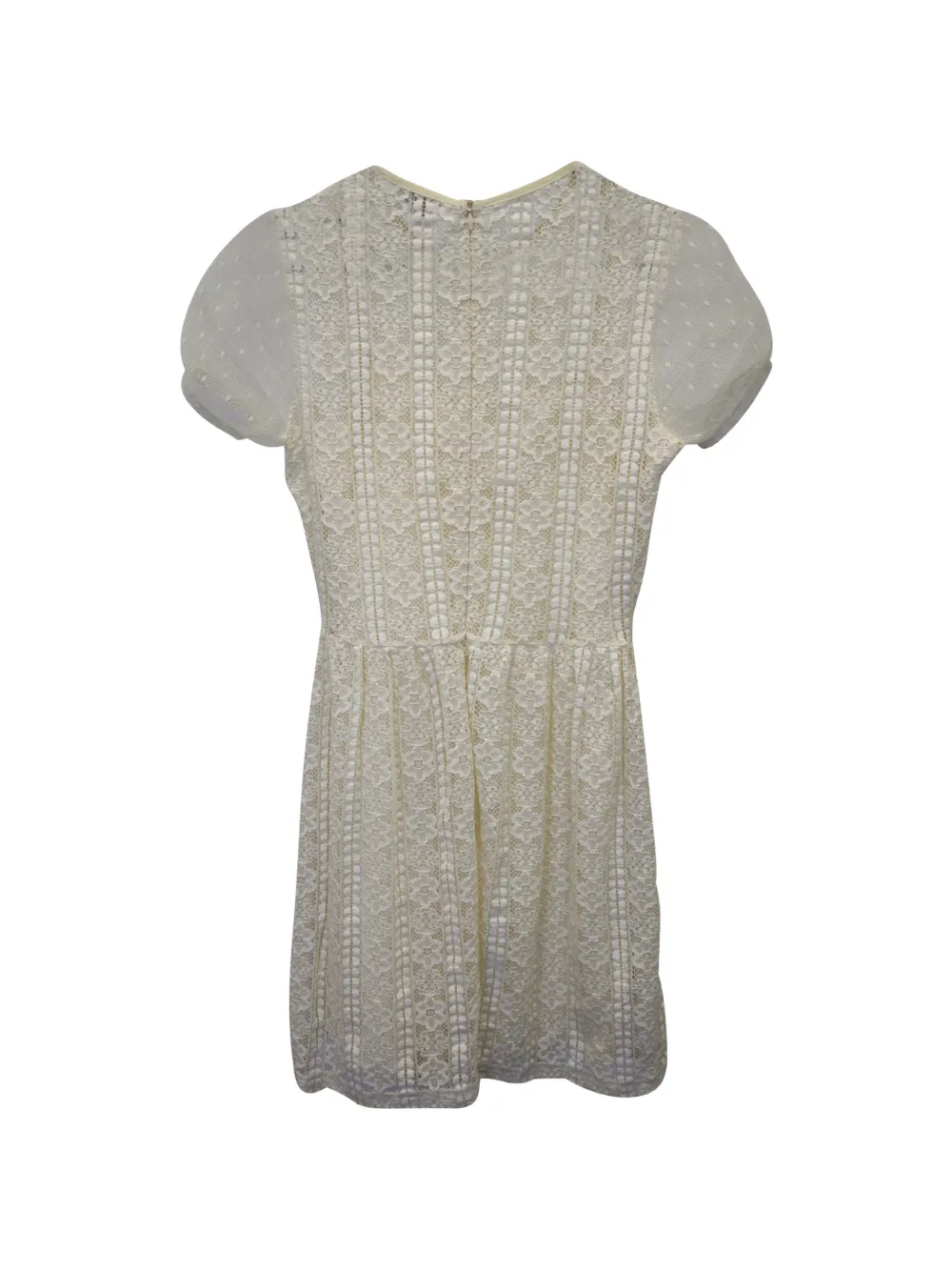 Red Valentino Vintage puffed-sleeve lace dress - Beige