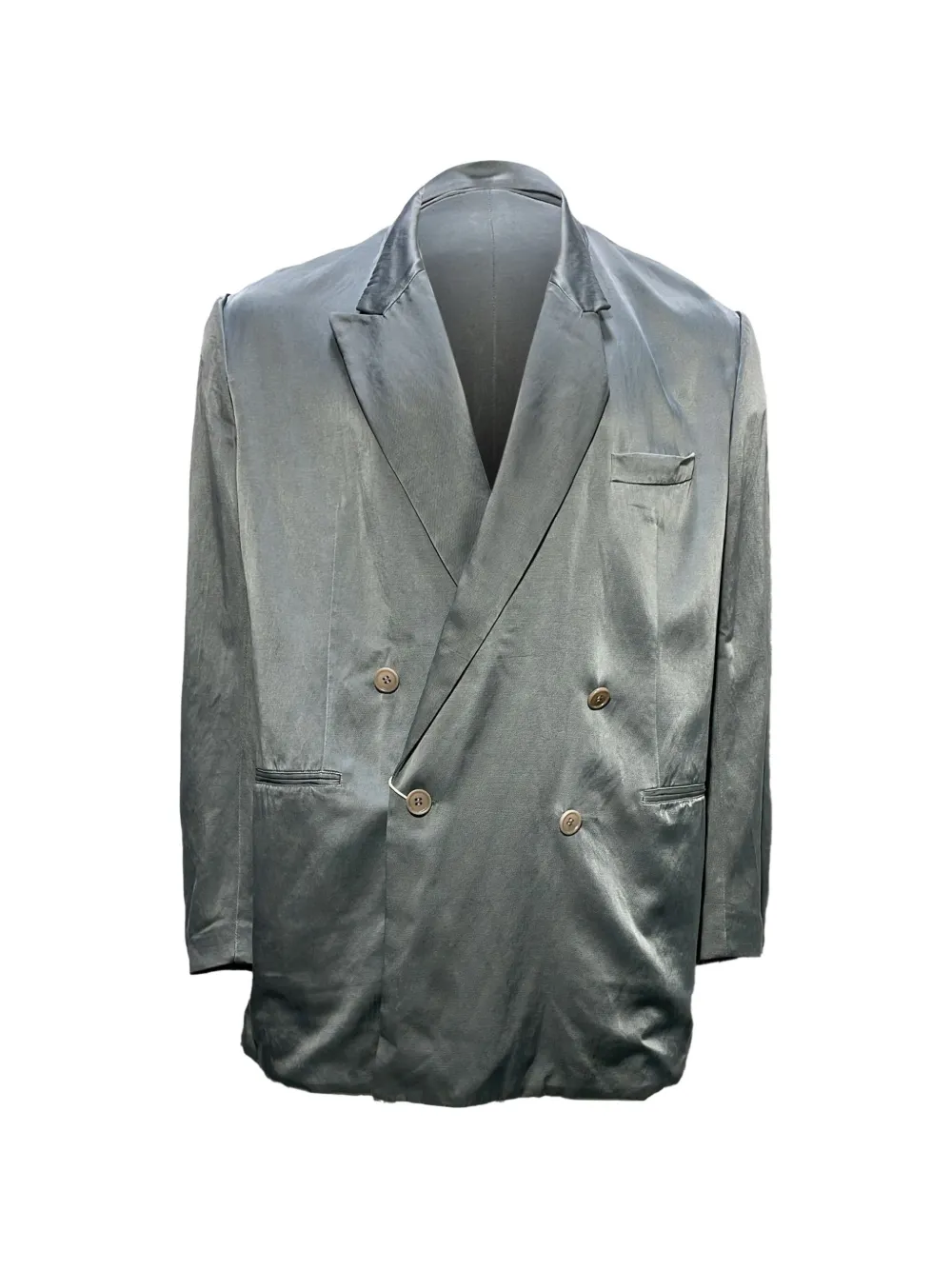 Pre-owned Dries Van Noten Double-breasted Oversized Blazer In Gray