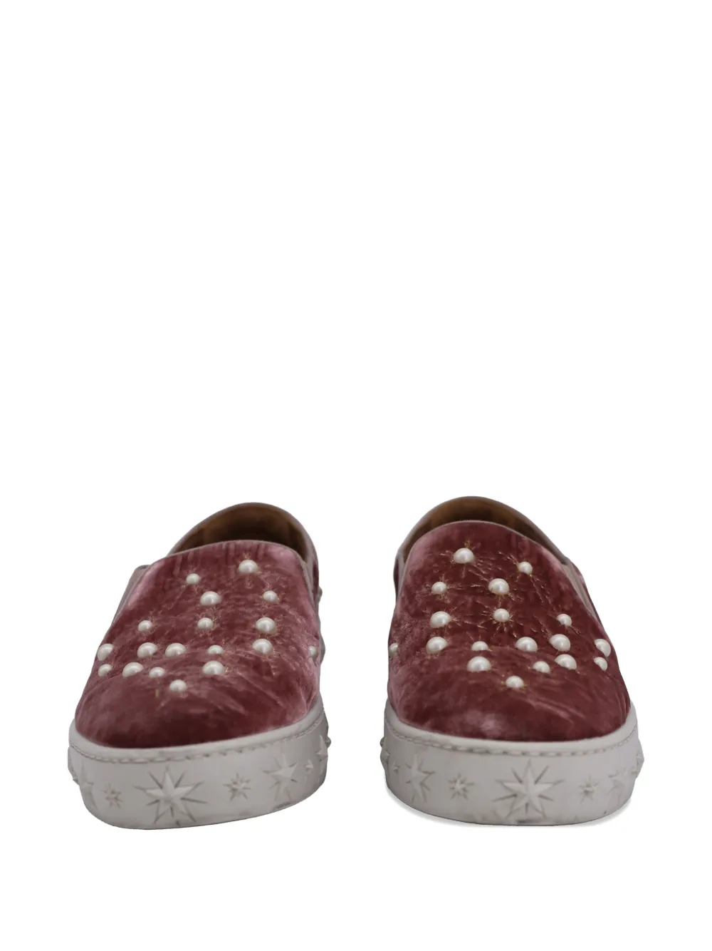 Aquazzura faux-pearl embellishment slip-ons - Rood