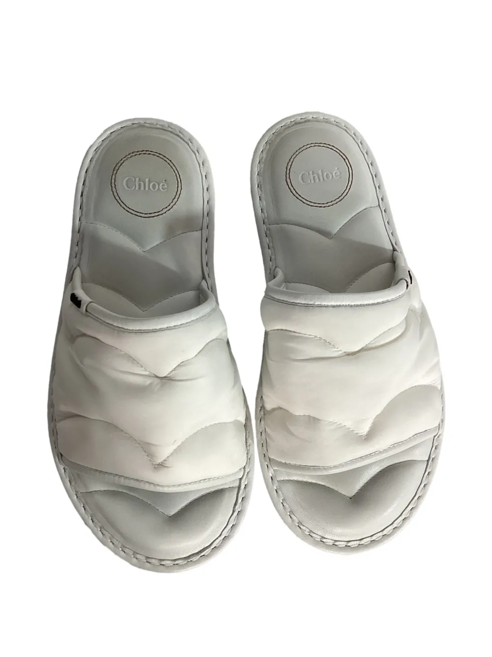 Chlo&eacute; Vintage Maxie quilted slip-on sandals - Wit