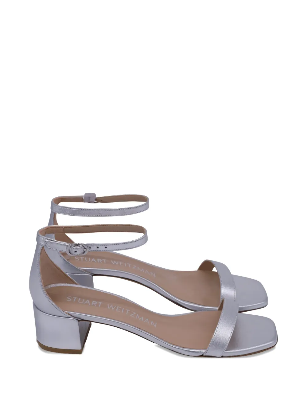 Stuart Weitzman Nudist block-heel leather sandals - Silber
