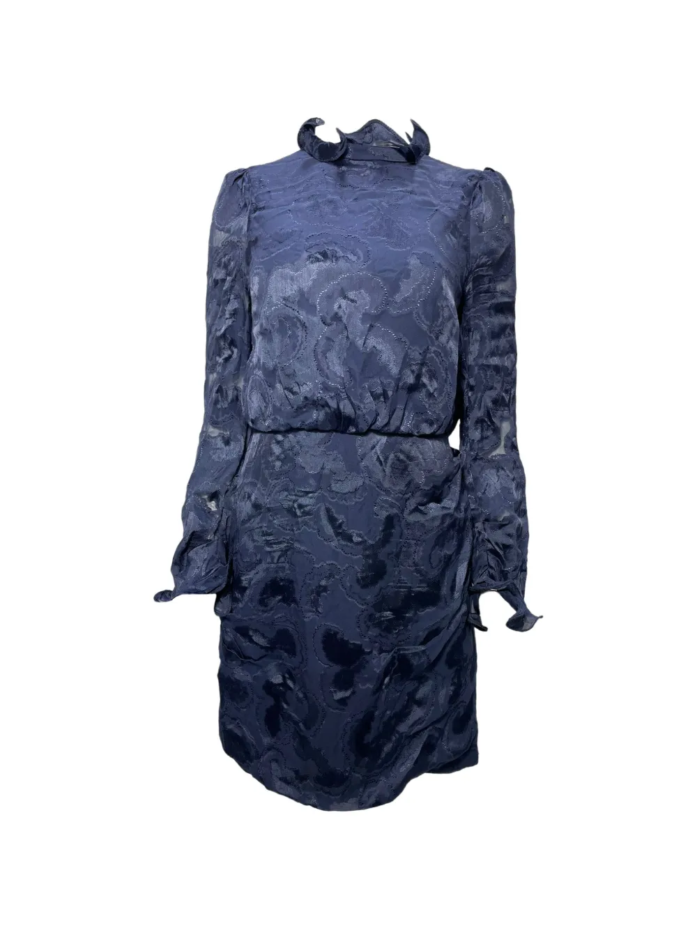 Saloni Rina B ruffled-neck mini dress - Blu