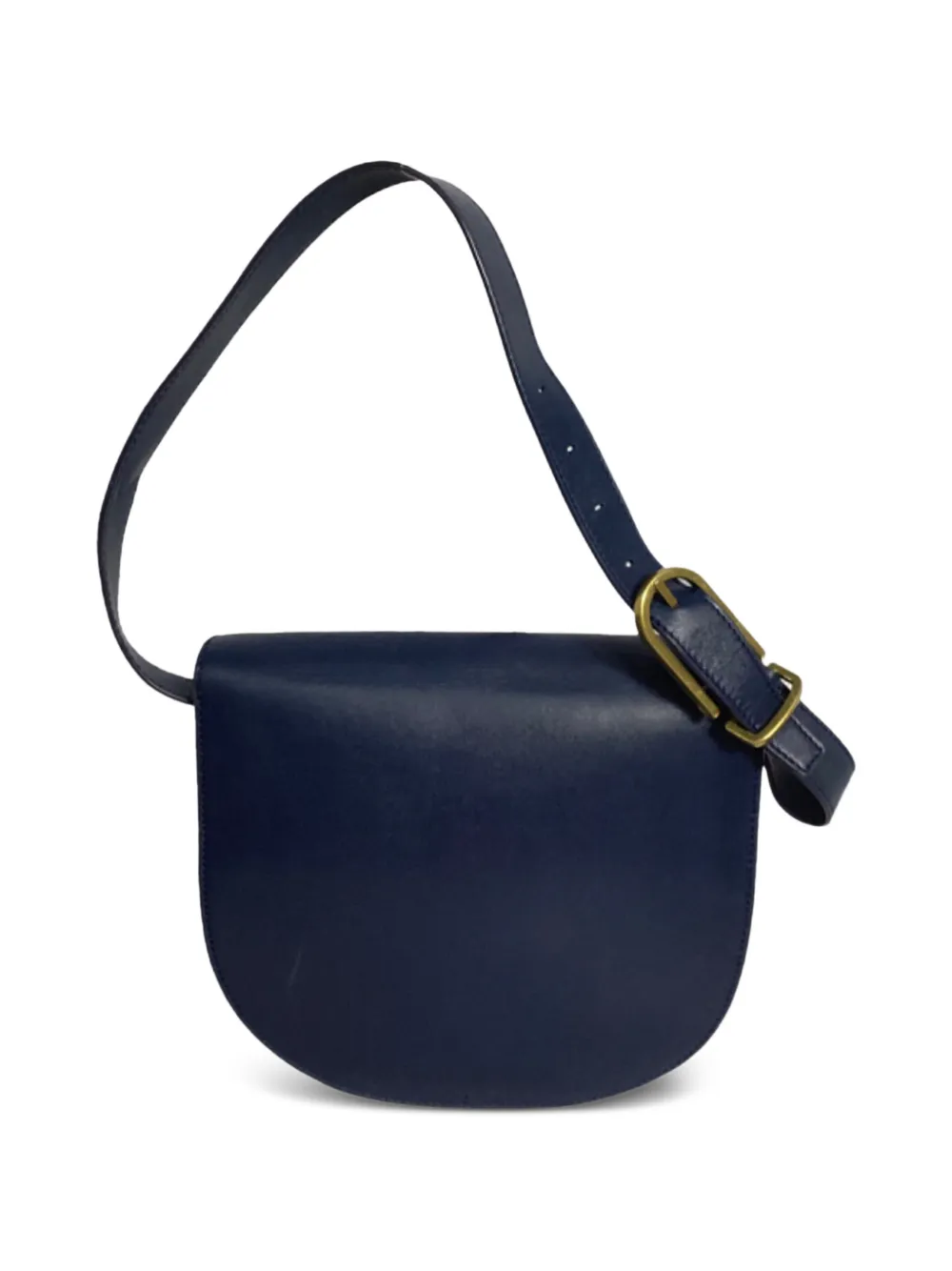 flap-top leather shoulder bag