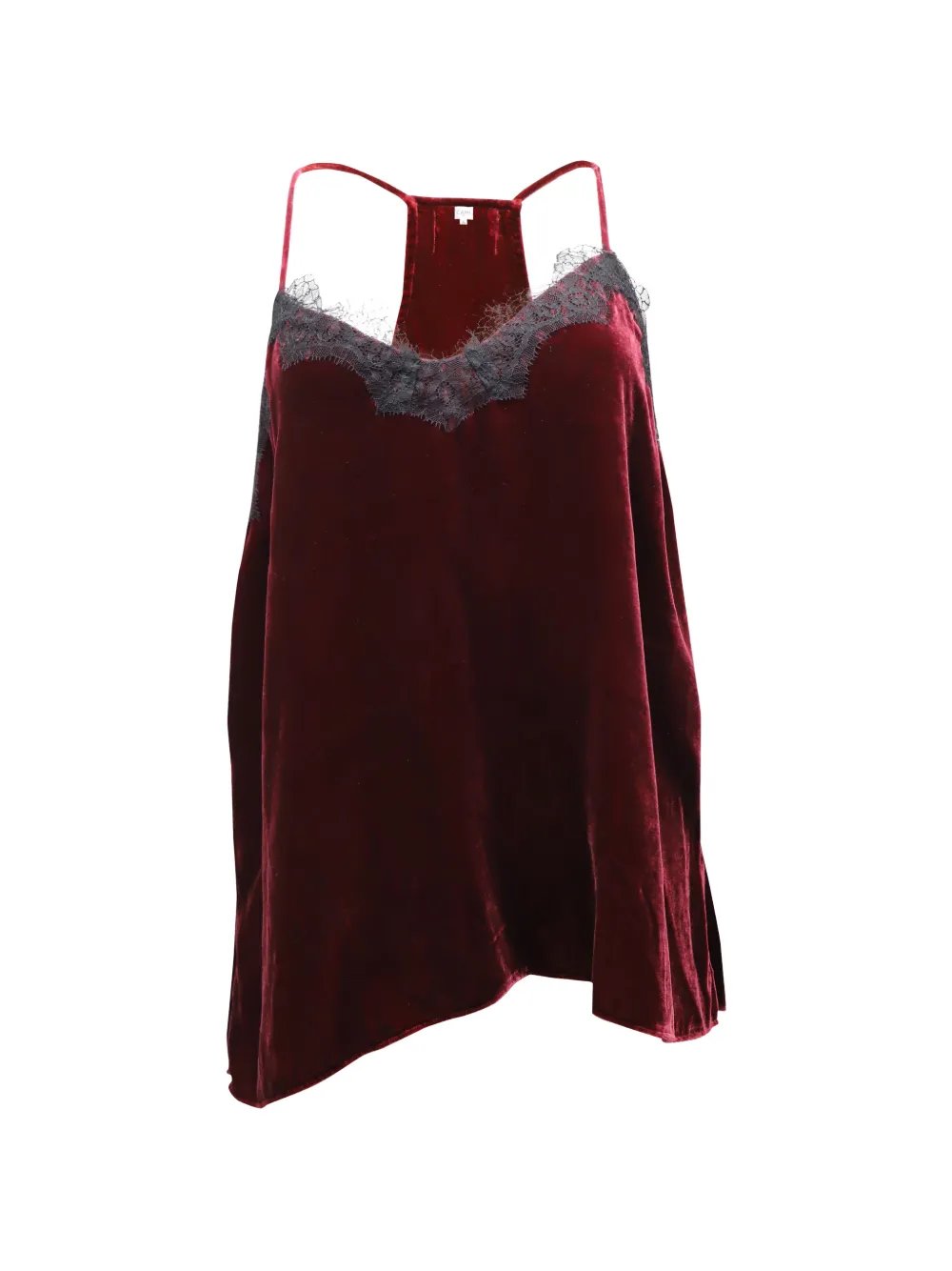 CAMI NYC came lace-trim velvet top - Rosso