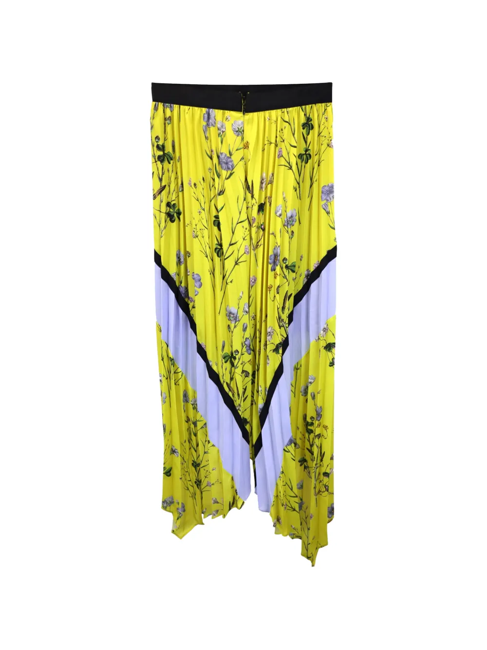 Self-Portrait pleated floral-print skirt - Geel