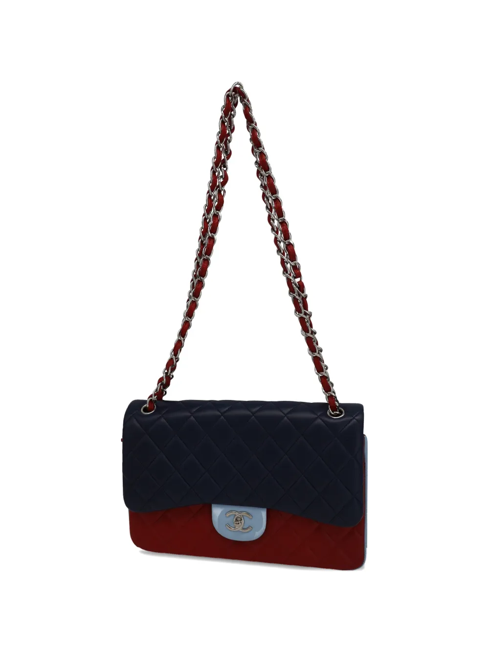 CHANEL Pre-Owned Jumbo quilted chain double-flap shoulder bag - Blu