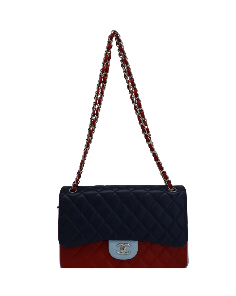 CHANEL Pre-Owned Jumbo quilted chain double-flap shoulder bag - Blu