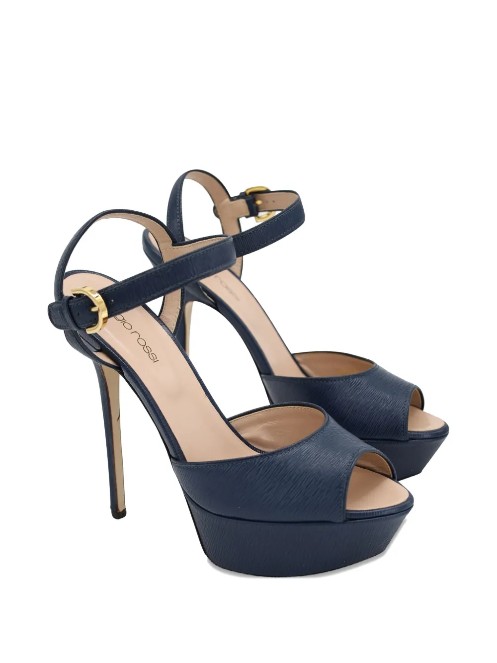 Sergio Rossi Vintage peep-toe platform sandals - Blauw