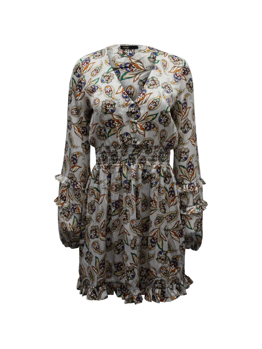 Maje paisley ruffle mini dress - Toni neutri