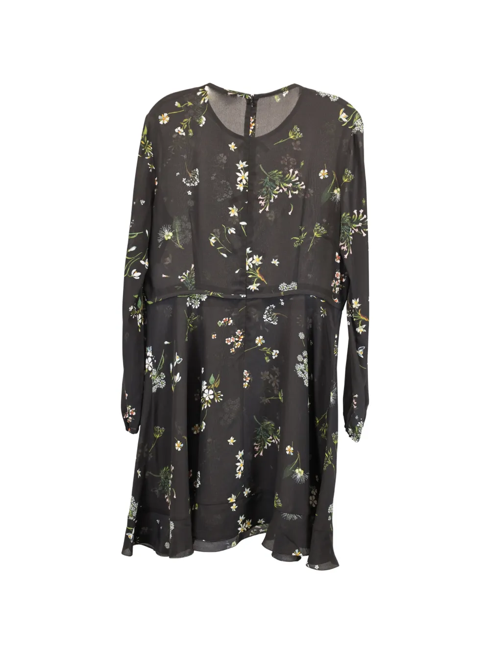 Red Valentino Vintage floral-print long-sleeve mini dress - Zwart