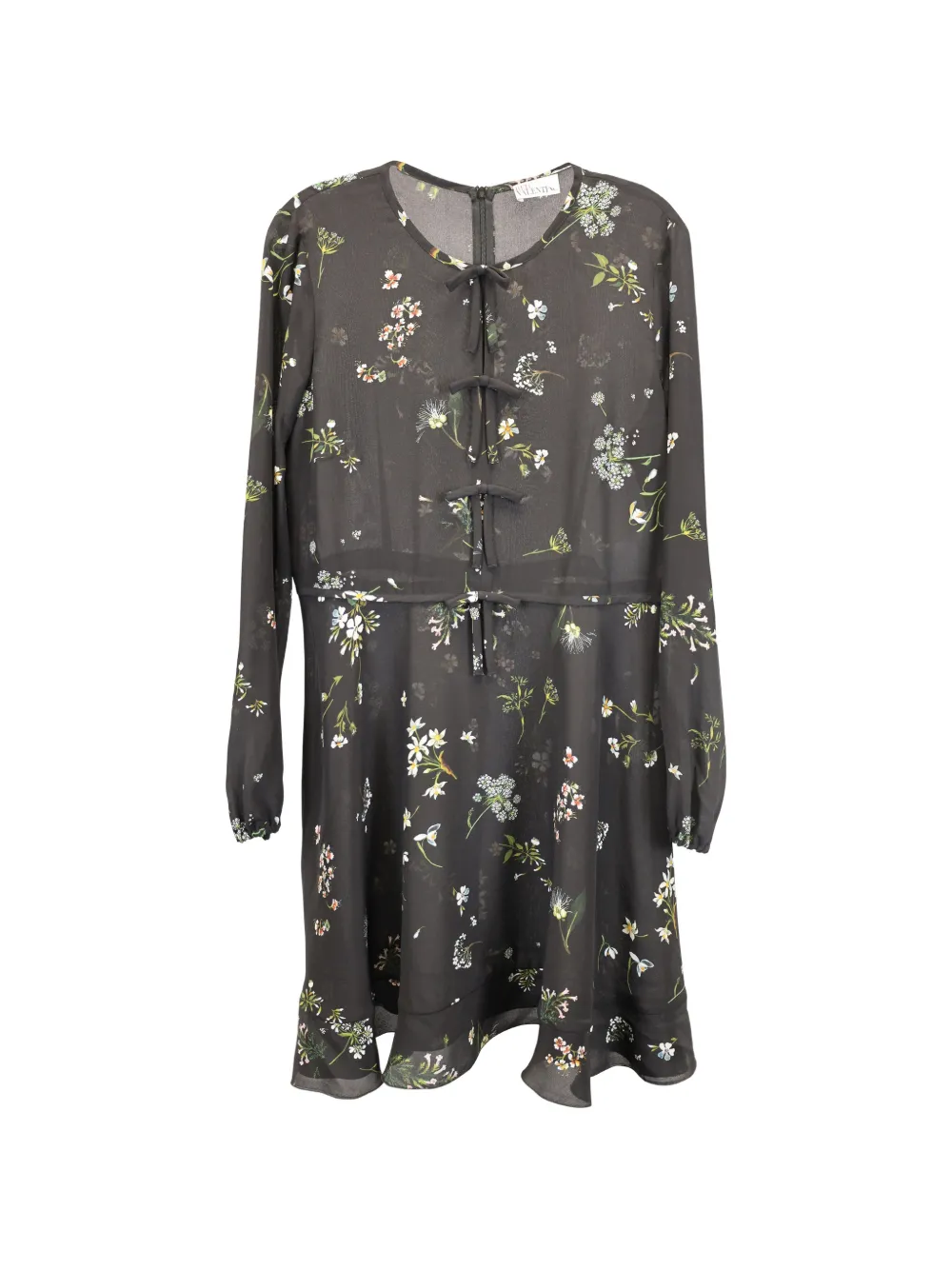 Red Valentino Vintage floral-print long-sleeve mini dress - Nero