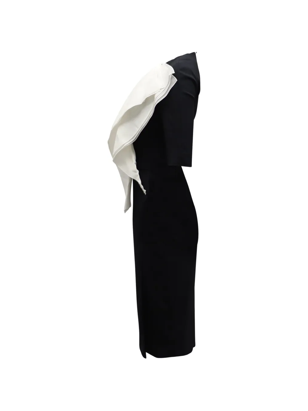 Ruffle Zip Sheath Midi Dress
