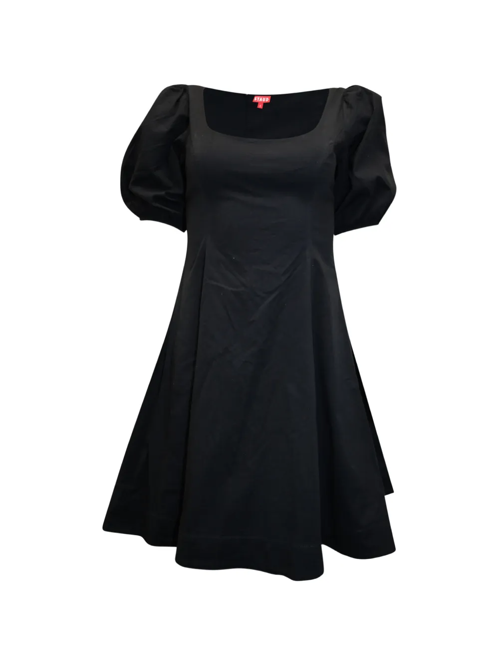 STAUD puff-sleeve fit flare dress - Nero