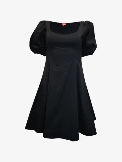 STAUD puff-sleeve fit flare dress