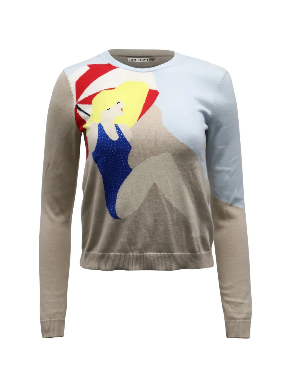 alice + olivia intarsia-knit long-sleeve sweater - Toni neutri