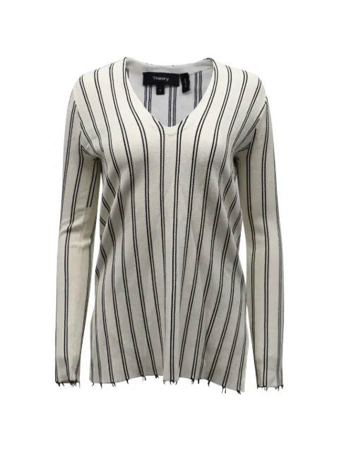 Theory V-neck striped blouse