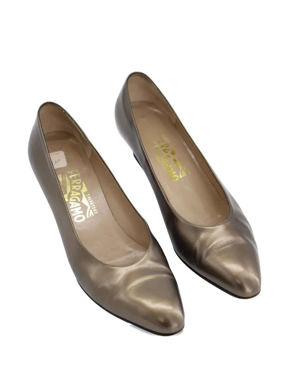 Ferragamo Pre-Owned metallic leather pumps - Bruin