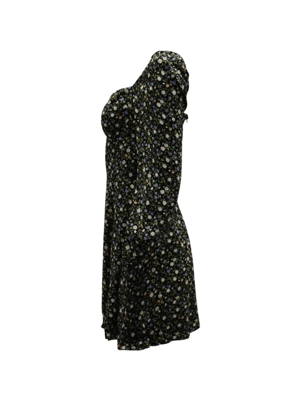 reformation black floral mini dress Reformation Mya Floral-Print Minidress In Black - 5% Off