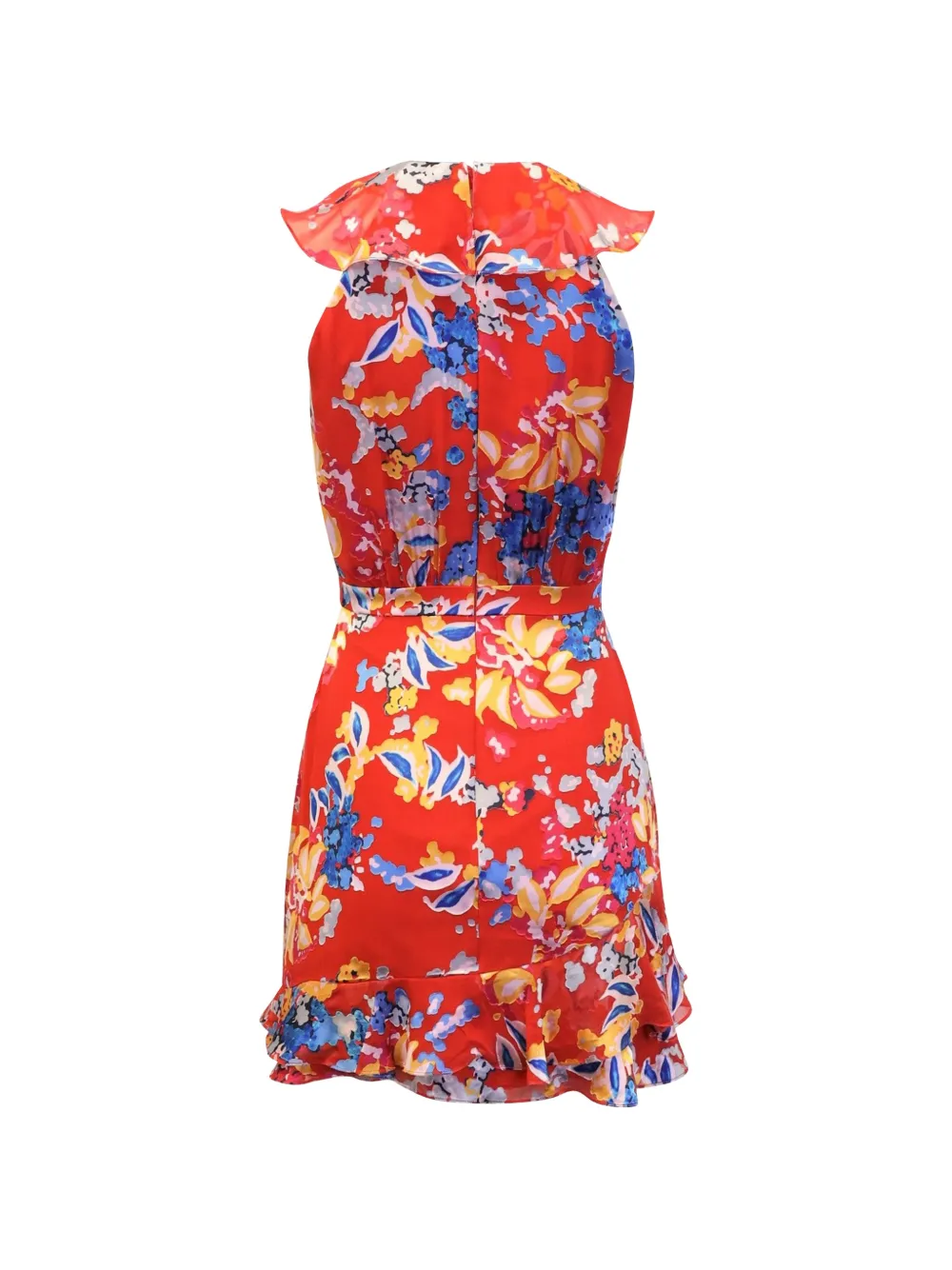 Saloni floral-print ruffled mini dress - Rood