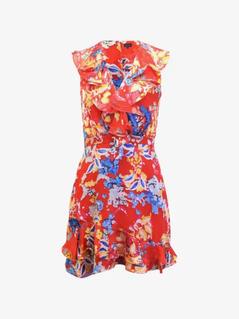 Saloni floral-print ruffled mini dress