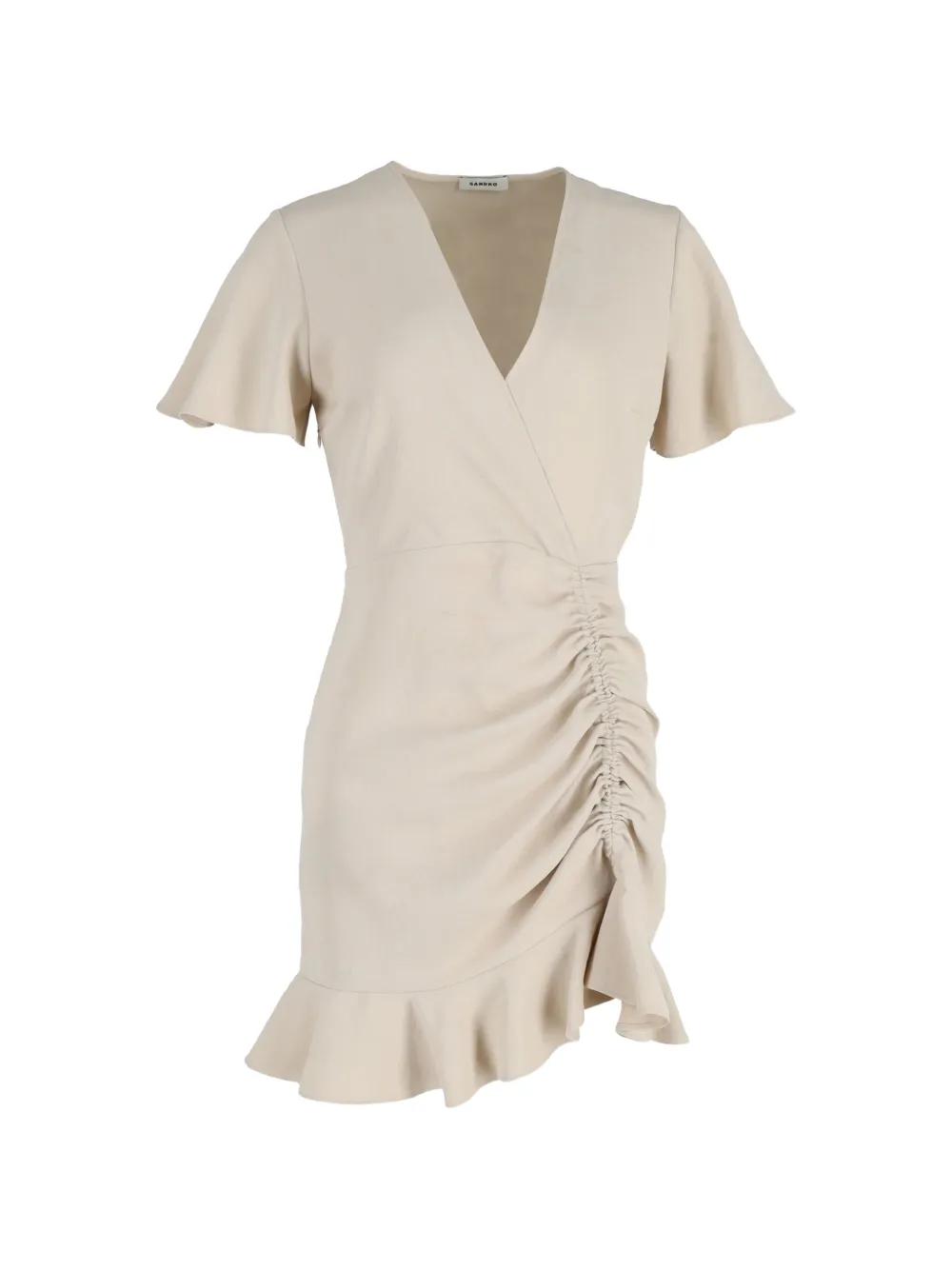 SANDRO gathered ruffle mini dress - Toni neutri