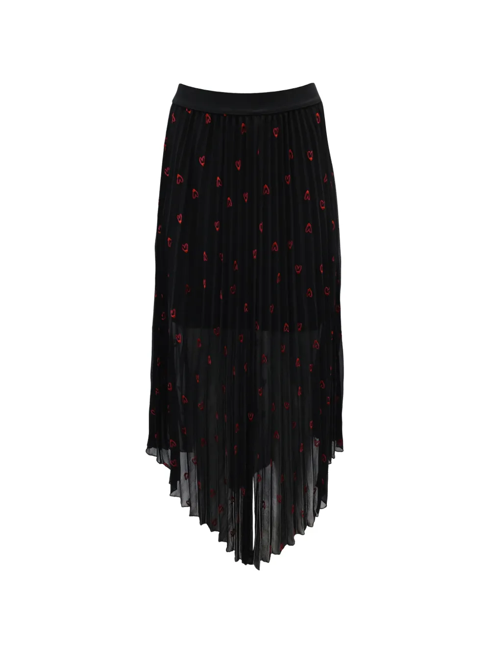 Maje pleated heart-print midi skirt - Nero