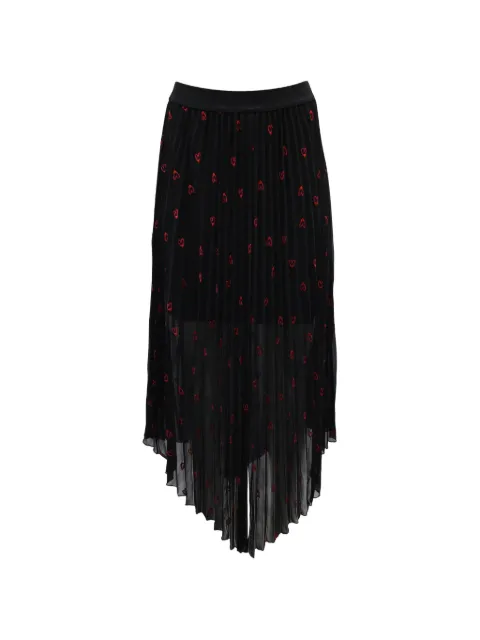 Maje pleated heart-print midi skirt