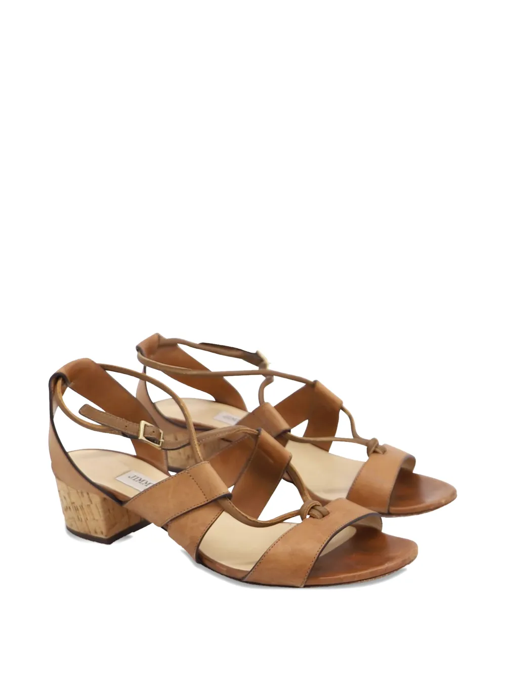 Jimmy Choo Pre-Owned Margo crisscross-strap leather sandals - Bruin