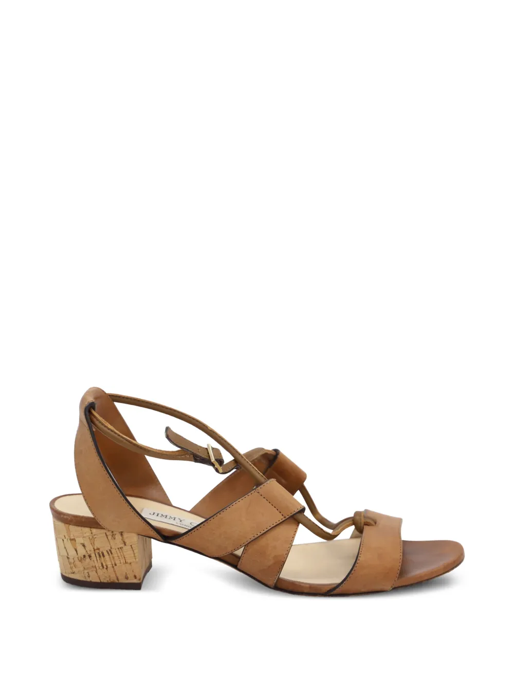 Jimmy Choo Pre-Owned Margo crisscross-strap leather sandals - Marrone