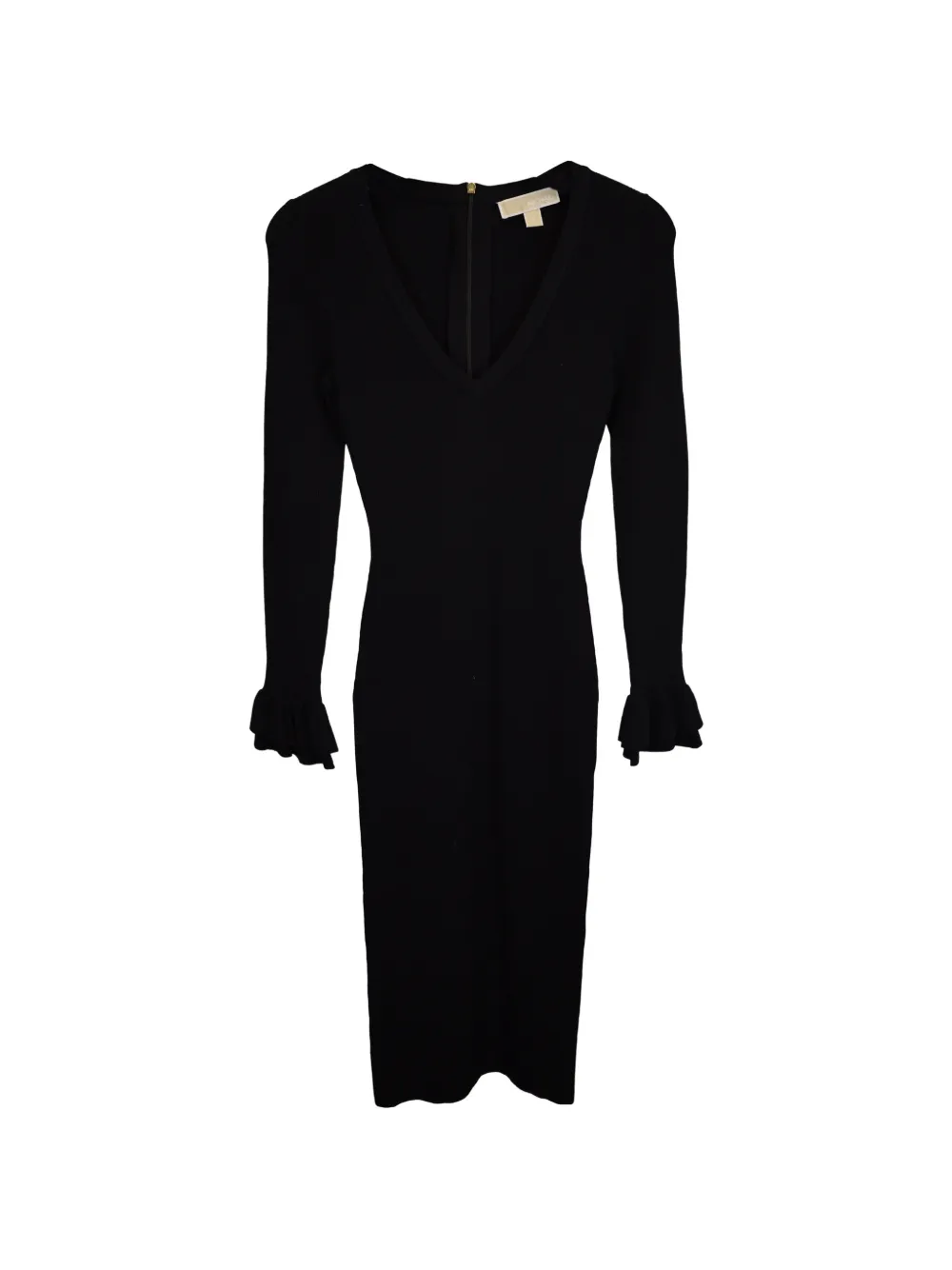 Michael Kors Vintage ribbed ruffle-cuff midi dress - Black