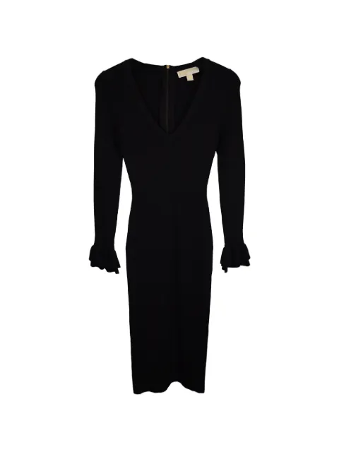 Michael Kors Vintage ribbed ruffle-cuff midi dress