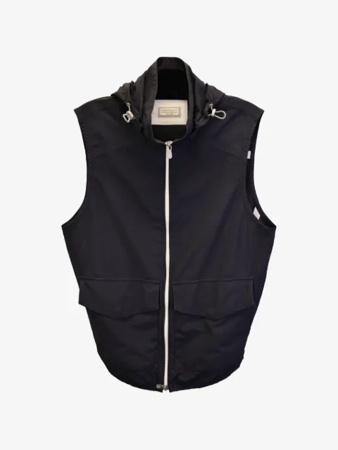 Brunello Cucinelli Vintage chaleco con capucha y bolsillo de solapa