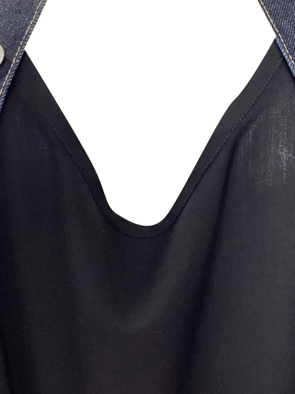 Denim-Panel Midi Dress