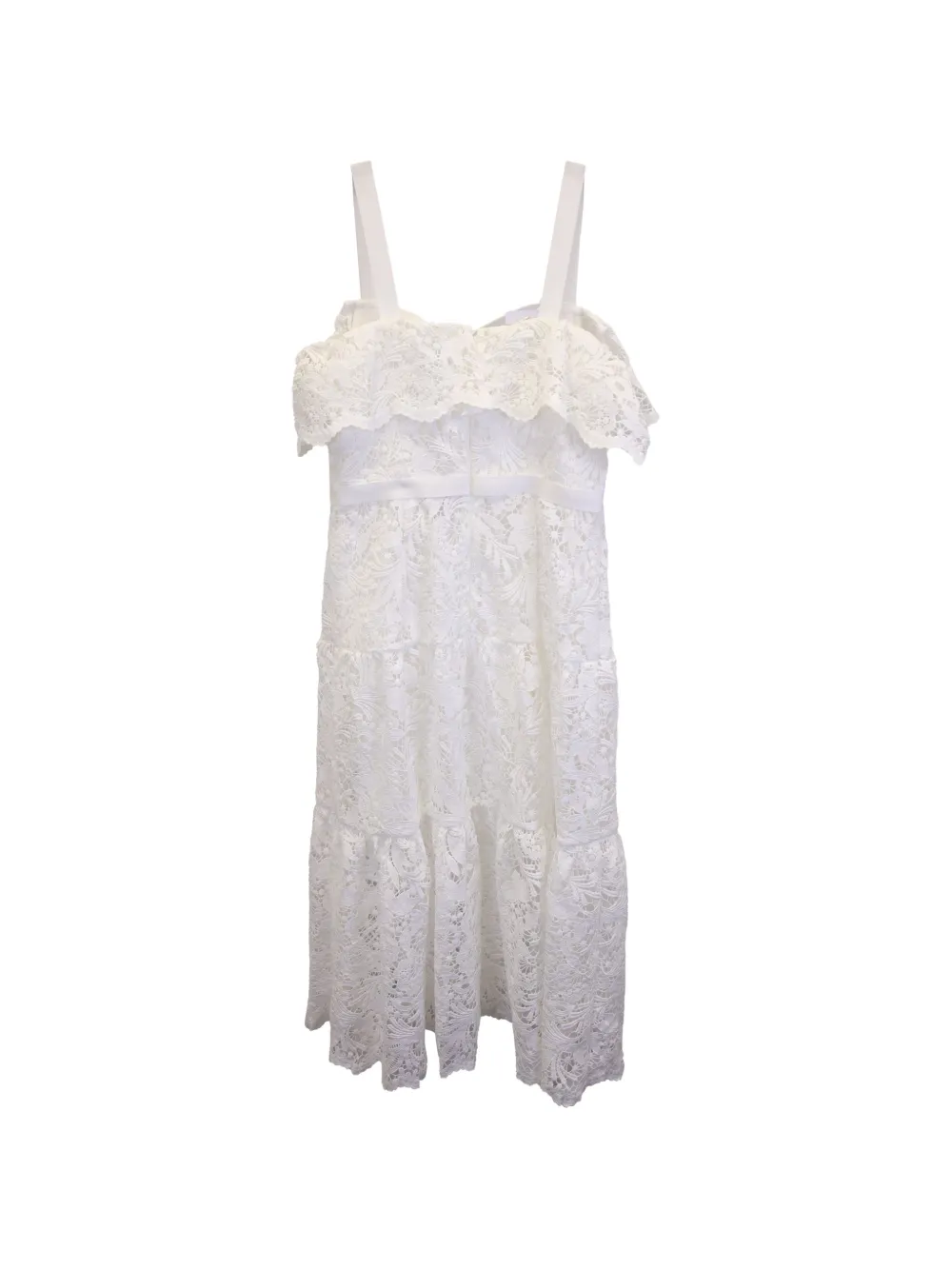 Marchesa Notte off-the-shoulder tiered dress - Wit